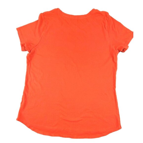 Old Navy Womens Merry & Bright Orange Holiday Printed T-Shirt size Medium JH1228 - Picture 2 of 3